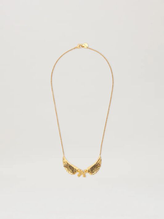 PALM ANGELS  Monogram with wings necklace GOLD - GOLD PWOB12CS25MAT001