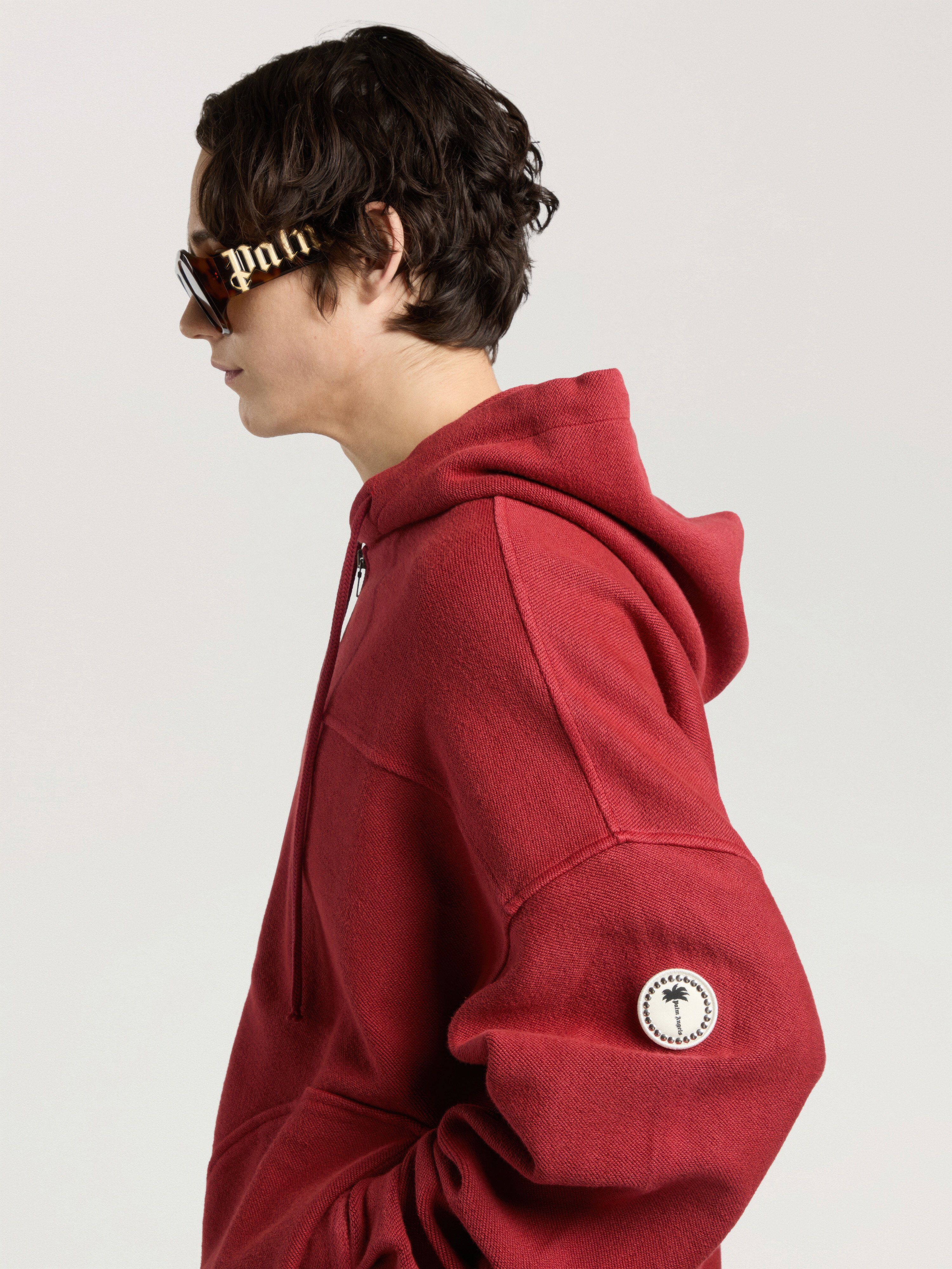 Palm Tree Zip Loose Hoodie PALM ANGELS Palm Tree Zip Loose Hoodie BRICK RED - OFF WHITE PAMBE03W26FL02