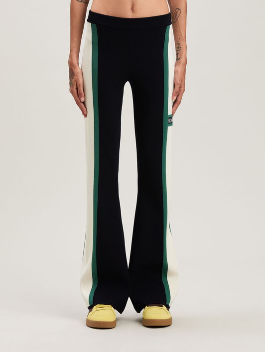 PALM ANGELS  Racing Knit Pants NAVY BLUE - OFF WHITE PWHG034S25KNI001