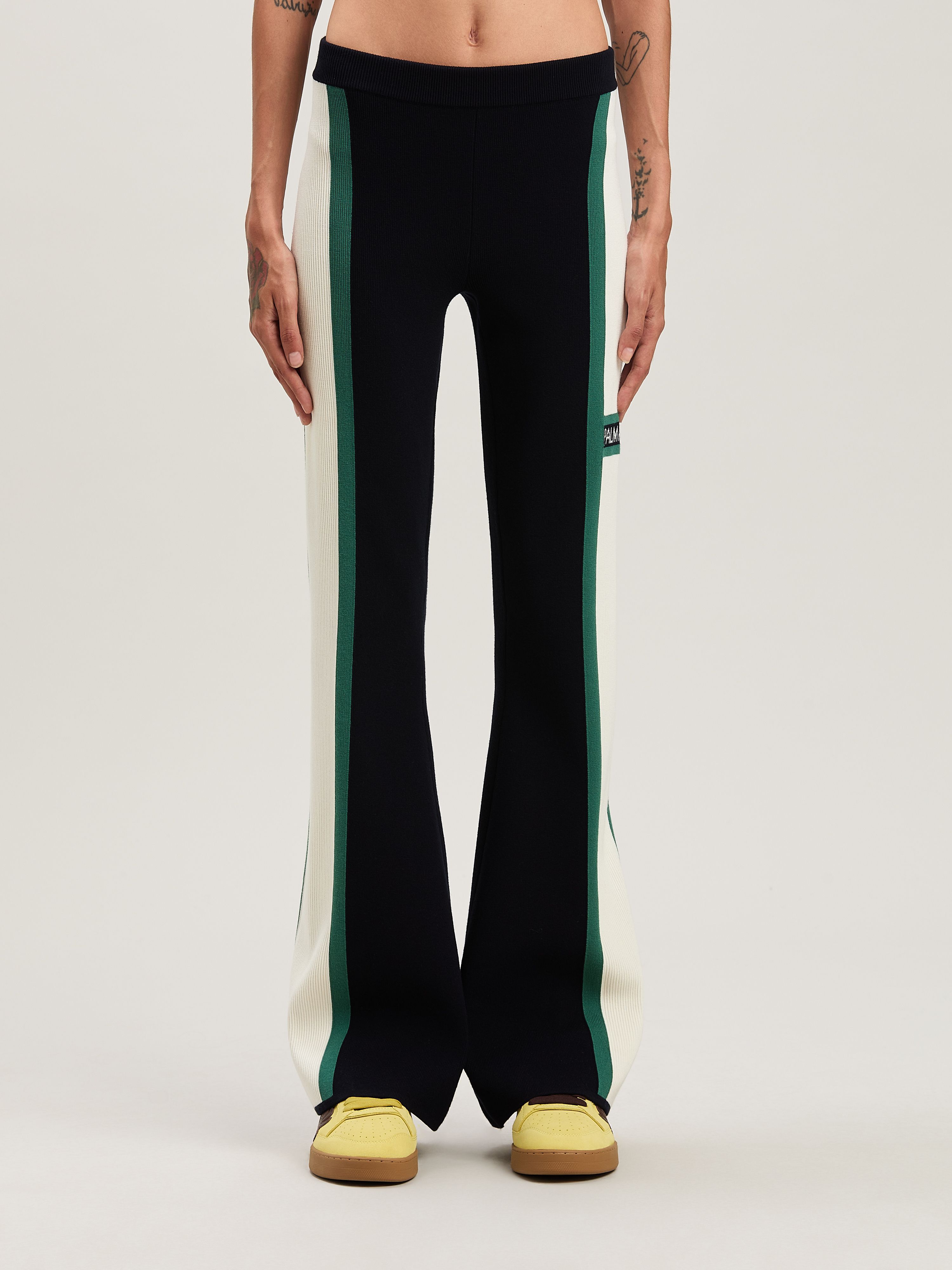PALM ANGELS  Racing Knit Pants NAVY BLUE - OFF WHITE PWHG034S25KNI001