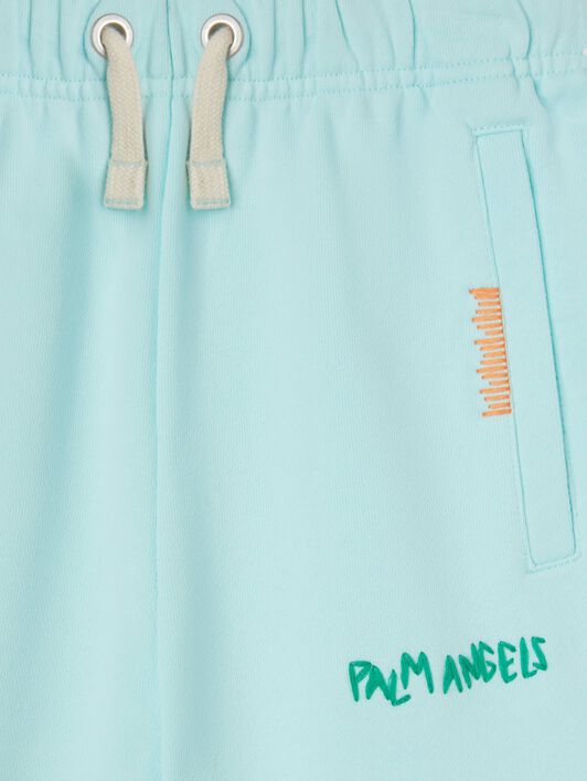 Sweat-Shorts mit mehrfarbiger Stickerei PALM ANGELS Sweat-Shorts mit mehrfarbiger Stickerei SKY BLUE GREEN PBCI006S25FLE001