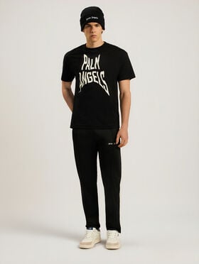 PALM ANGELS Palm Distorted Regular T-Shirt BLACK - OFF WHITE PAMAA01F26JR16