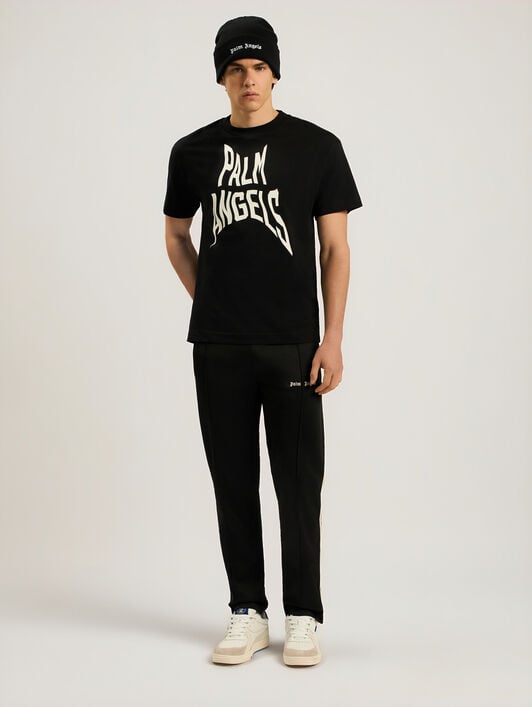 PALM ANGELS Palm Distorted Regular T-Shirt BLACK - OFF WHITE PAMAA01F26JR16