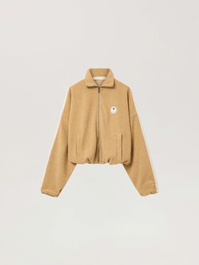 PALM ANGELS Palm Tree Chenille Track Jacket KAKI - OFF WHITE PAWBD04W26FB01