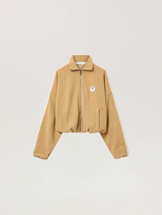 Palm Tree Chenille Track Jacket PALM ANGELS Palm Tree Chenille Track Jacket KAKI - OFF WHITE PAWBD04W26FB01