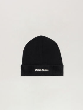 PALM ANGELS Classic Logo Beanie BLACK WHITE PMLC002C99KNI001