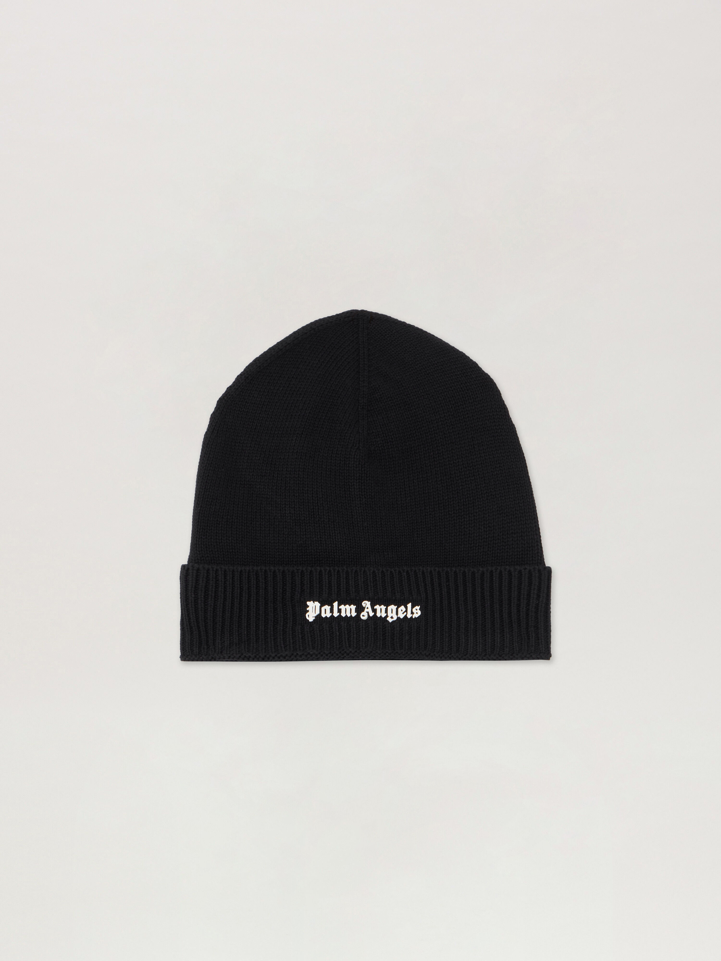 PALM ANGELS Classic Logo Beanie BLACK WHITE PMLC002C99KNI001