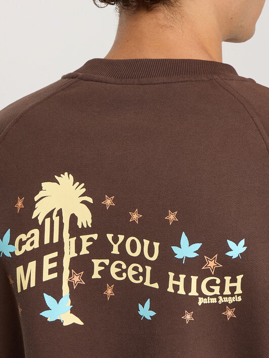 Feel High Regular Crewneck Sweatshirt PALM ANGELS Feel High Regular Crewneck Sweatshirt BROWN - MULTICOLOR PAMBA07F26FL01