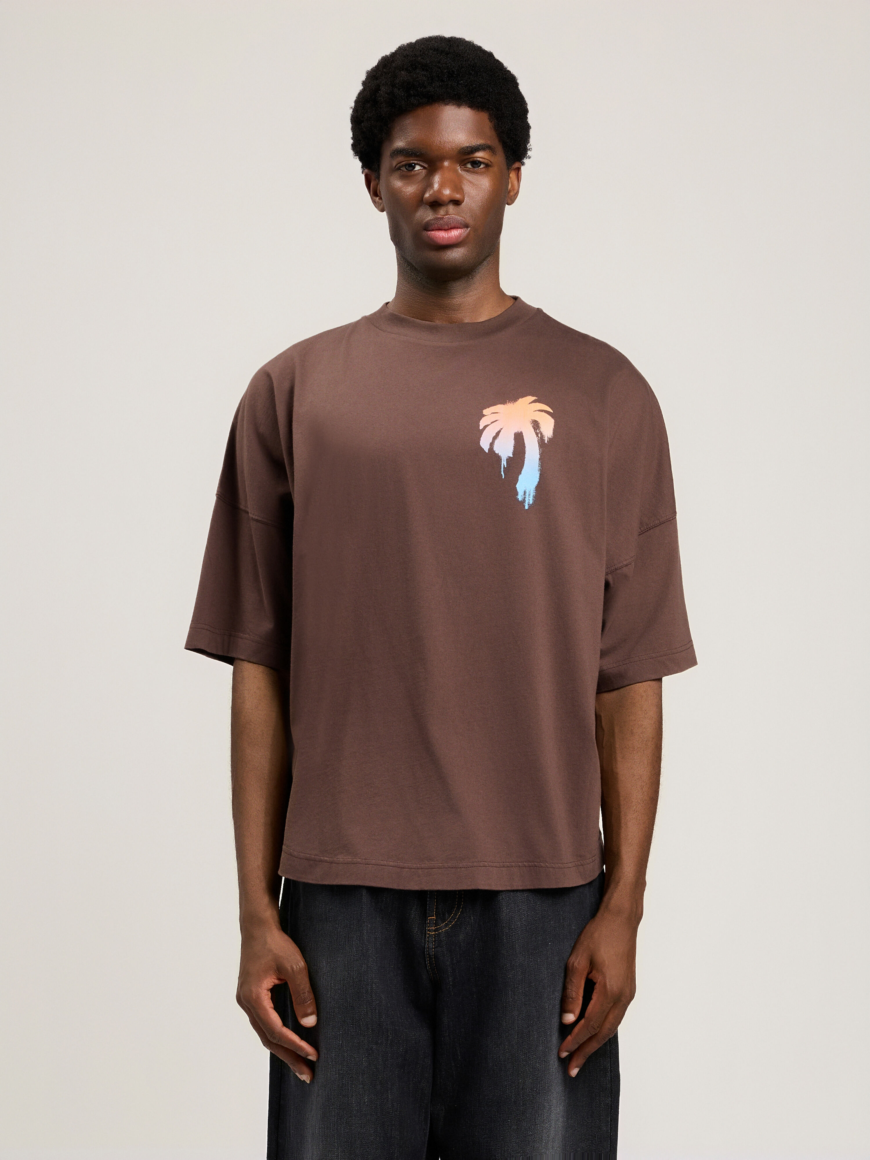 PALM ANGELS I Love PA Over T-Shirt BROWN WHITE PMAA10BS26JER003