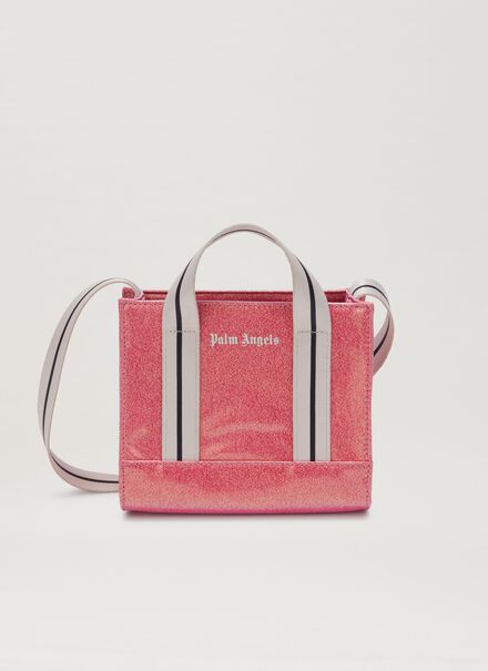 PALM ANGELS GLITTER MINI TOTE CHERRY/OFF