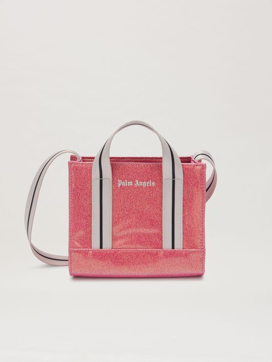 PALM ANGELS  Glitzer Mini-Tasche CHERRY/OFF WHITE PGNA003S25FAB002