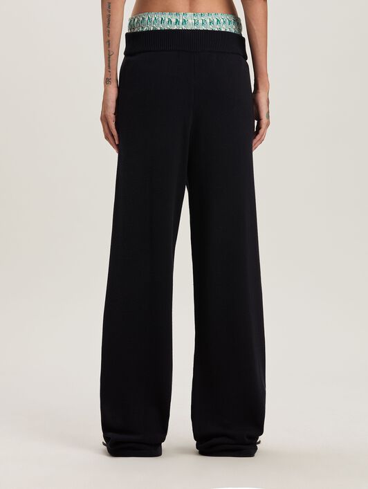 PALM ANGELS  Palm Inlay Track knit pants BLACK - OFF WHITE PWHG035S25KNI001