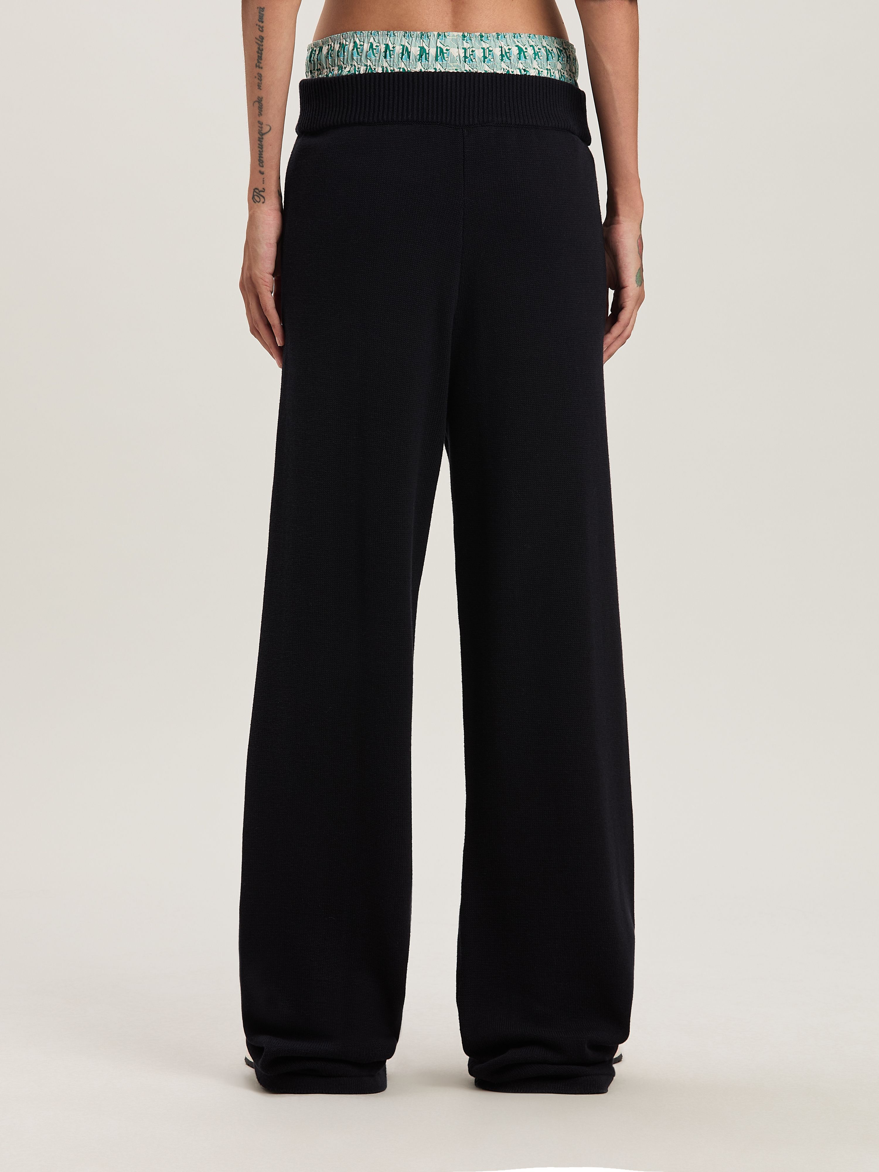PALM ANGELS  Palm Inlay Track knit pants BLACK - OFF WHITE PWHG035S25KNI001