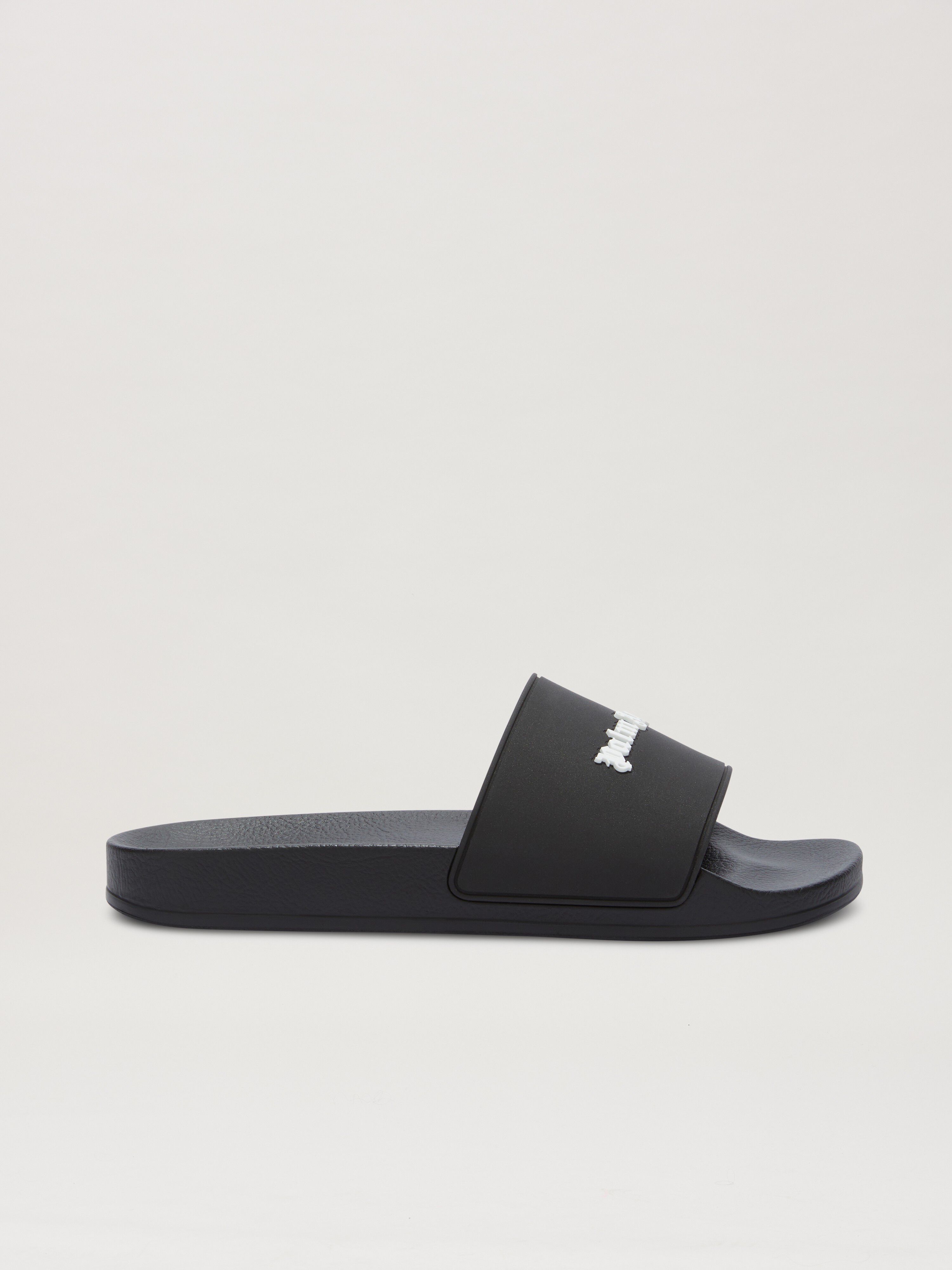 PALM ANGELS Classic Logo Pool Slider BLACK - WHITE PMIC010C99MAT001