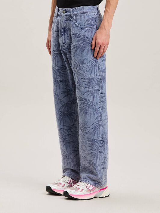 PALM ANGELS  Palm jacqured denim pants LIGHT BLUE - LIGHT BLUE PMYA041S25DEN002