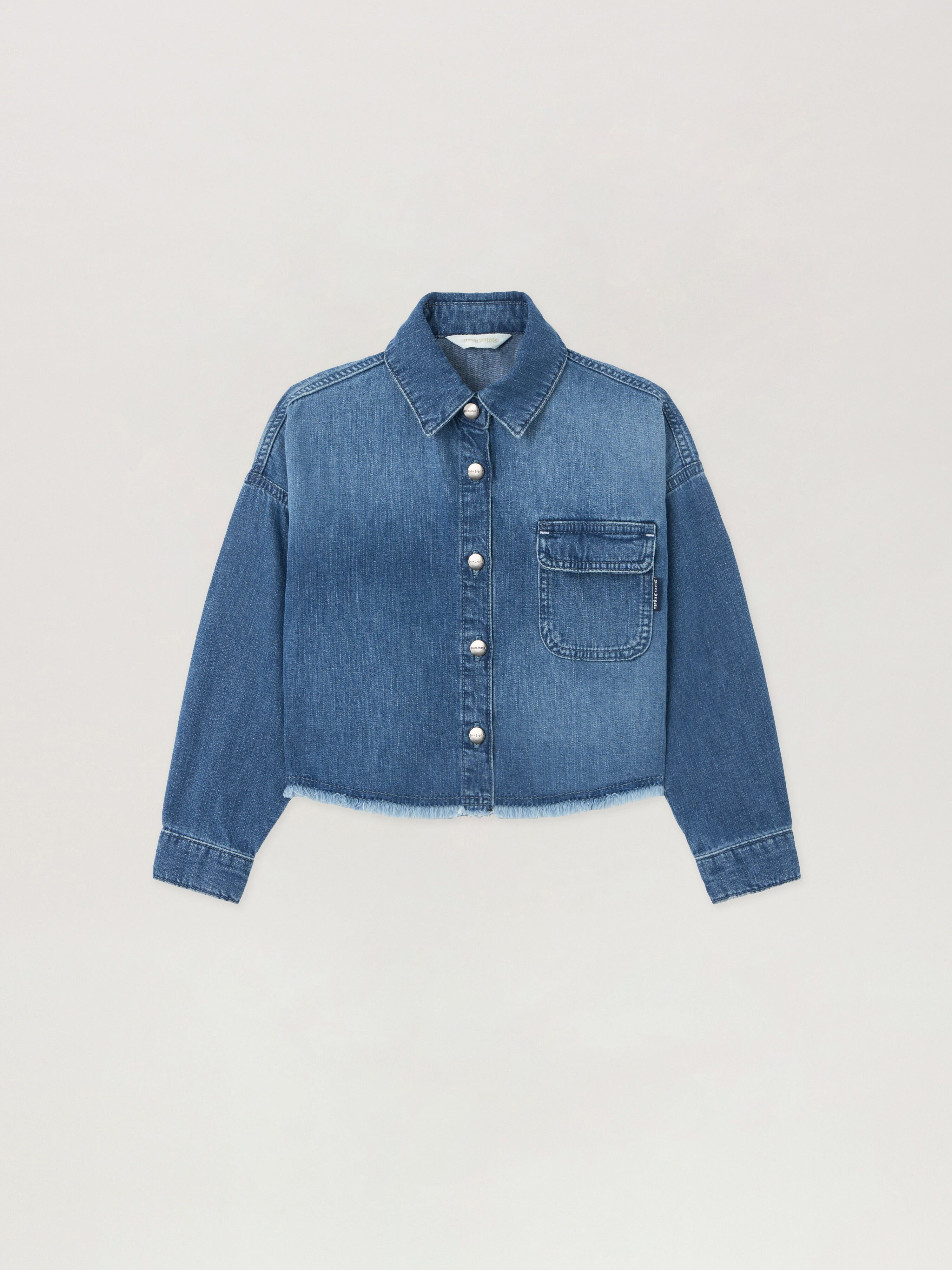 PALM ANGELS Chambray Overshirt Raw Edge CELESTE/LIGHT BLUE PGYD002S26DEN001