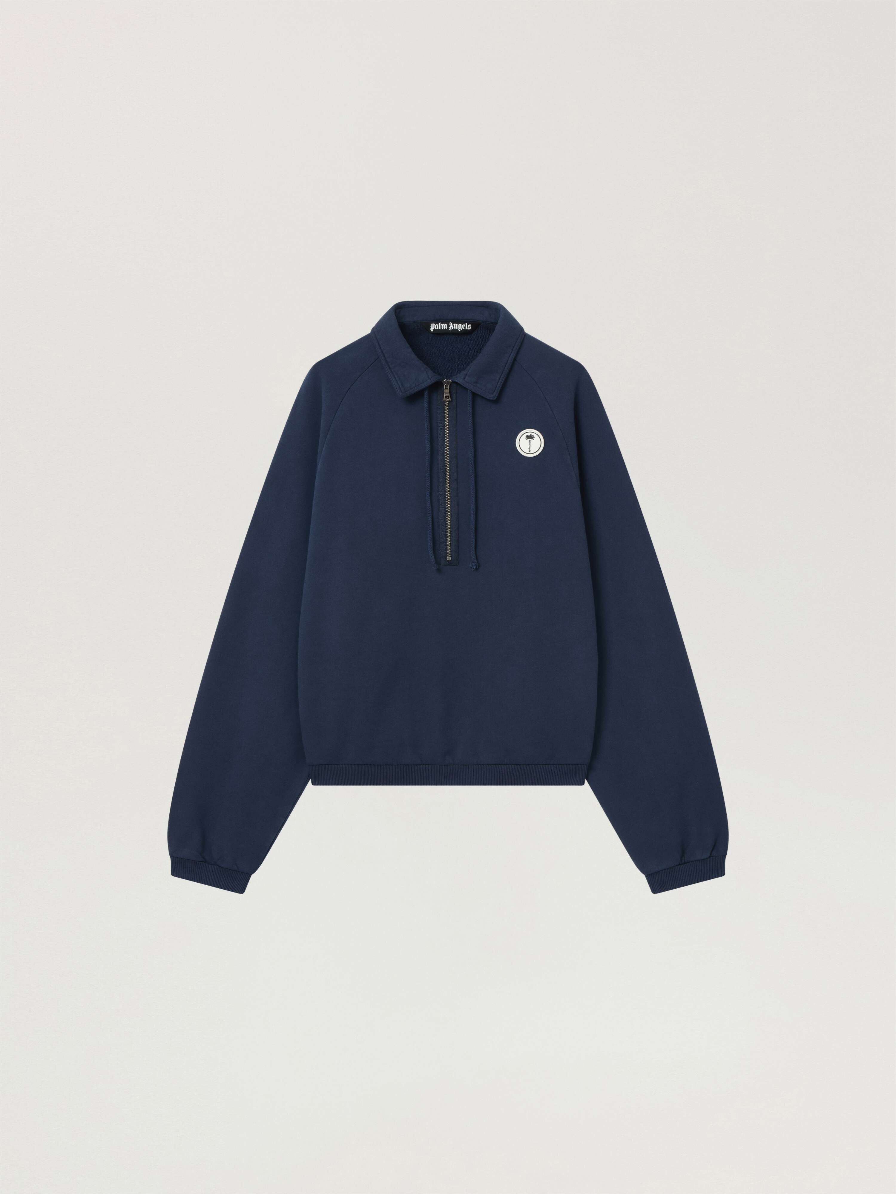 Palm Shadow Zipped Crew PALM ANGELS Palm Shadow Zipped Crew NAVY BLUE - OFF WHITE PAMBA10W26FL01