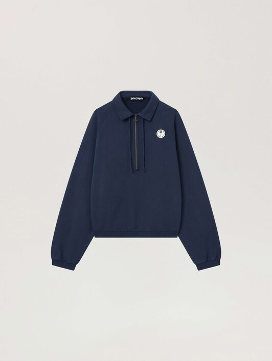 Palm Shadow Zipped Crew PALM ANGELS Palm Shadow Zipped Crew NAVY BLUE - OFF WHITE PAMBA10W26FL01