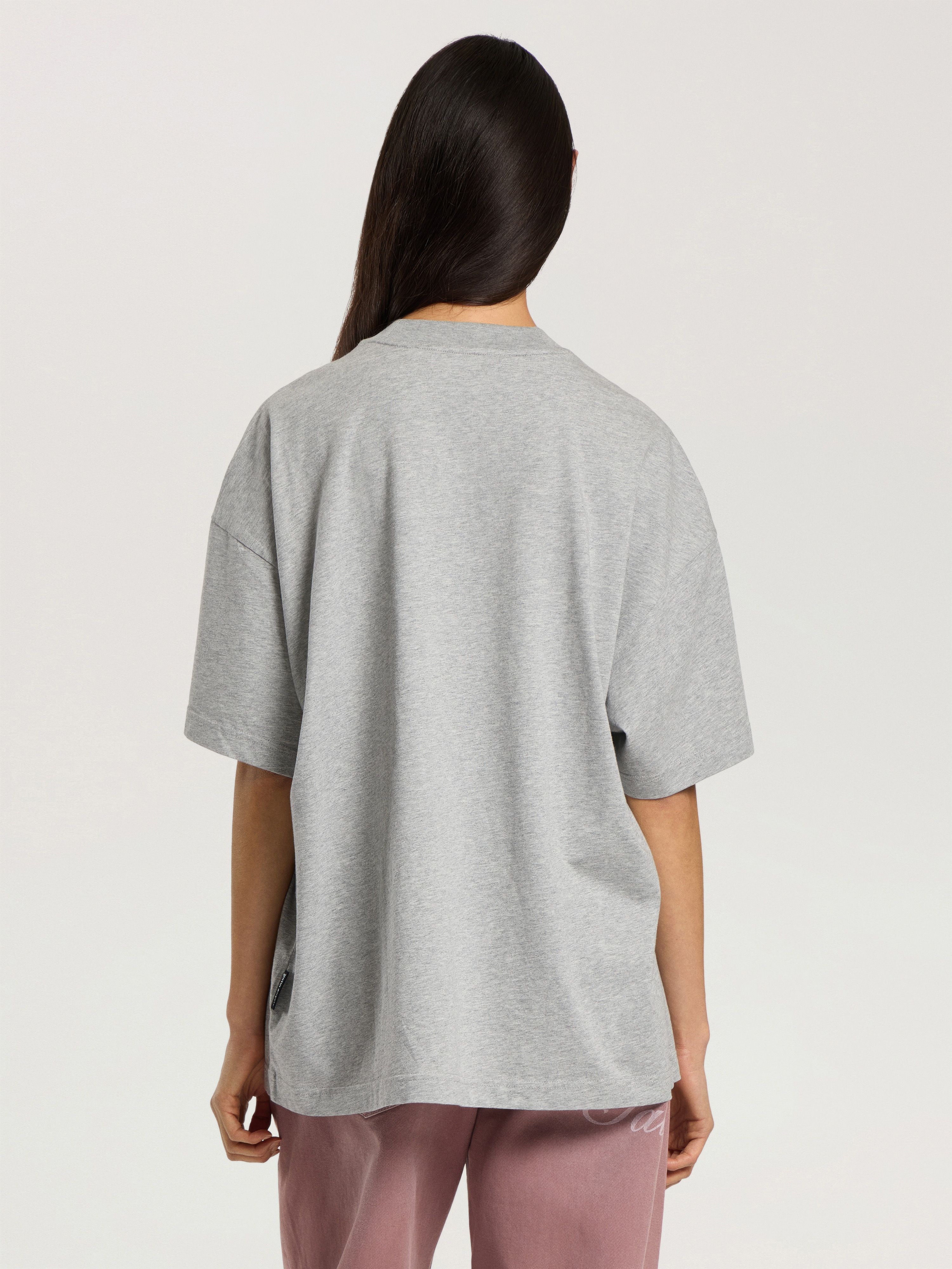 Studded Box Logo Loose T-Shirt PALM ANGELS Studded Box Logo Loose T-Shirt GREY MELANGE - PINK PAWAA05F26JR02