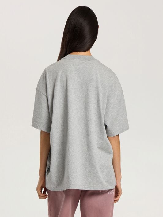 Studded Box Logo Loose T-Shirt PALM ANGELS Studded Box Logo Loose T-Shirt GREY MELANGE - PINK PAWAA05F26JR02