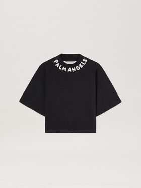 PALM ANGELS  Block logo cropped T-shirt NERO - MARRONE PWAA020S25JER005