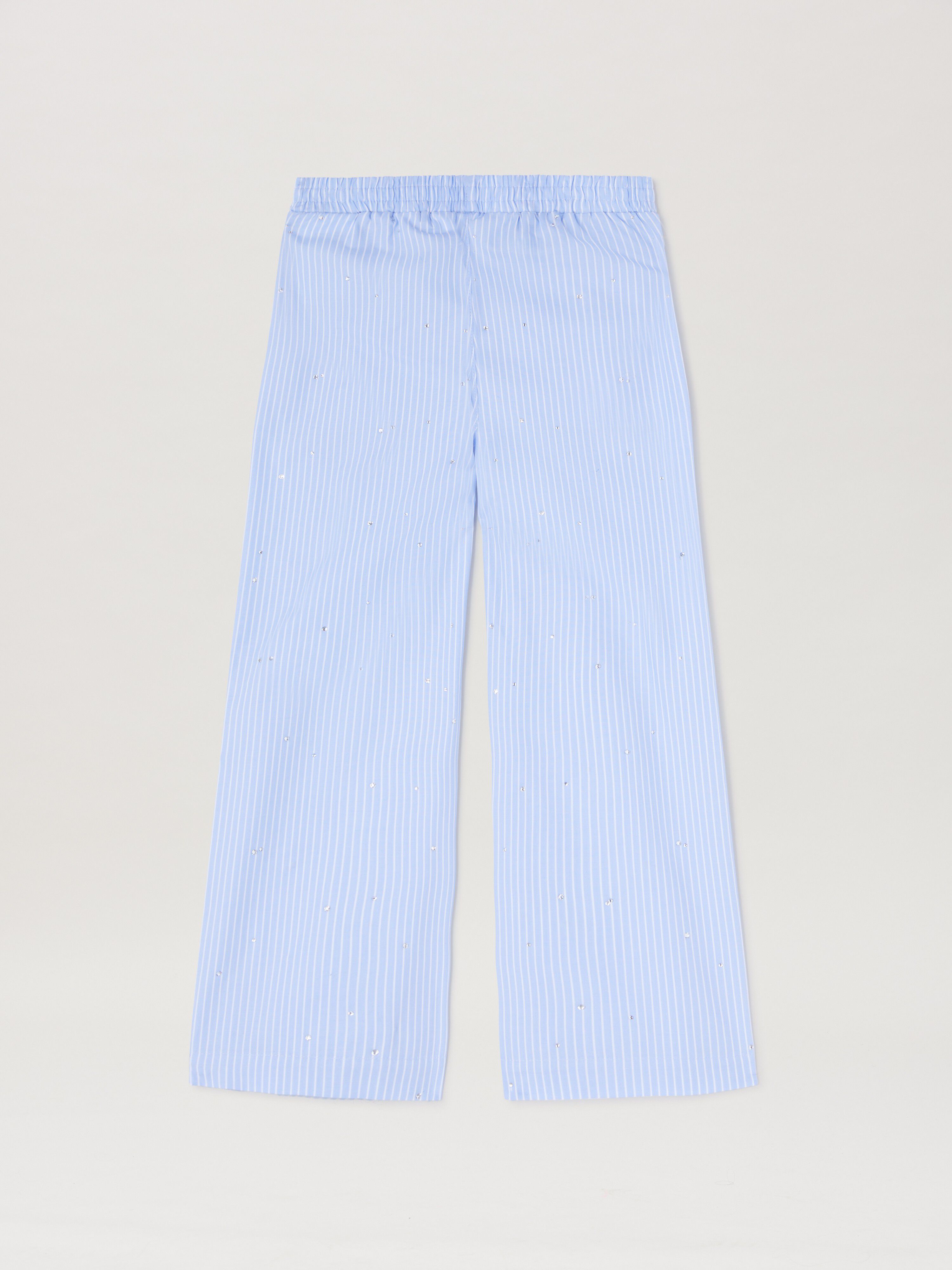 PALM ANGELS  Rheinstone striped wide pants DUSTY BLUE - WHITE PGCA021S25FAB001