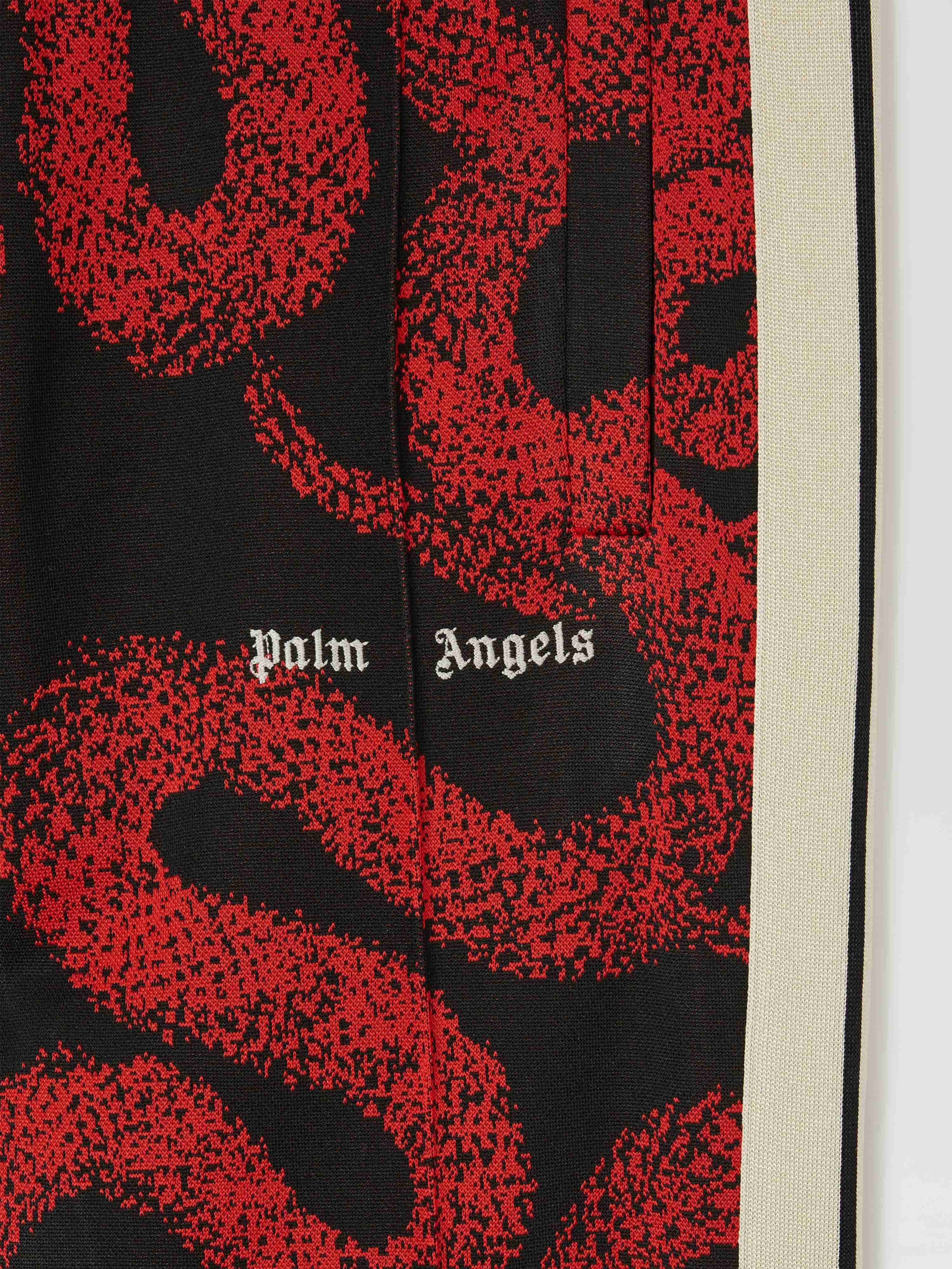 PALM ANGELS  Lunar New Year Snake Track Pants RED - BLACK PMCJ020G25FAB001