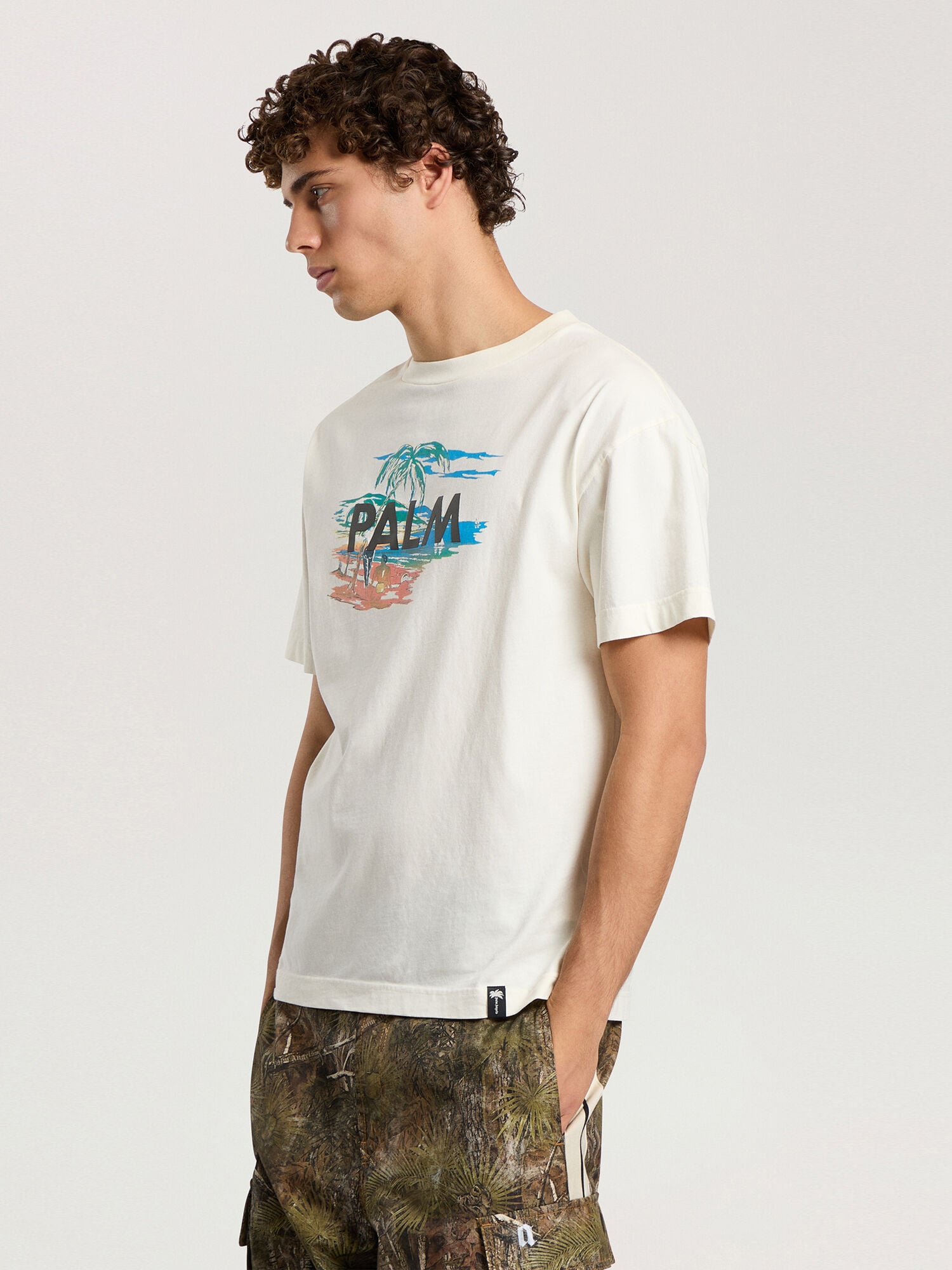 Palm Island Regular T-Shirt PALM ANGELS Palm Island Regular T-Shirt OFF WHITE - MULTICOLOR PAMAA01F26JR04
