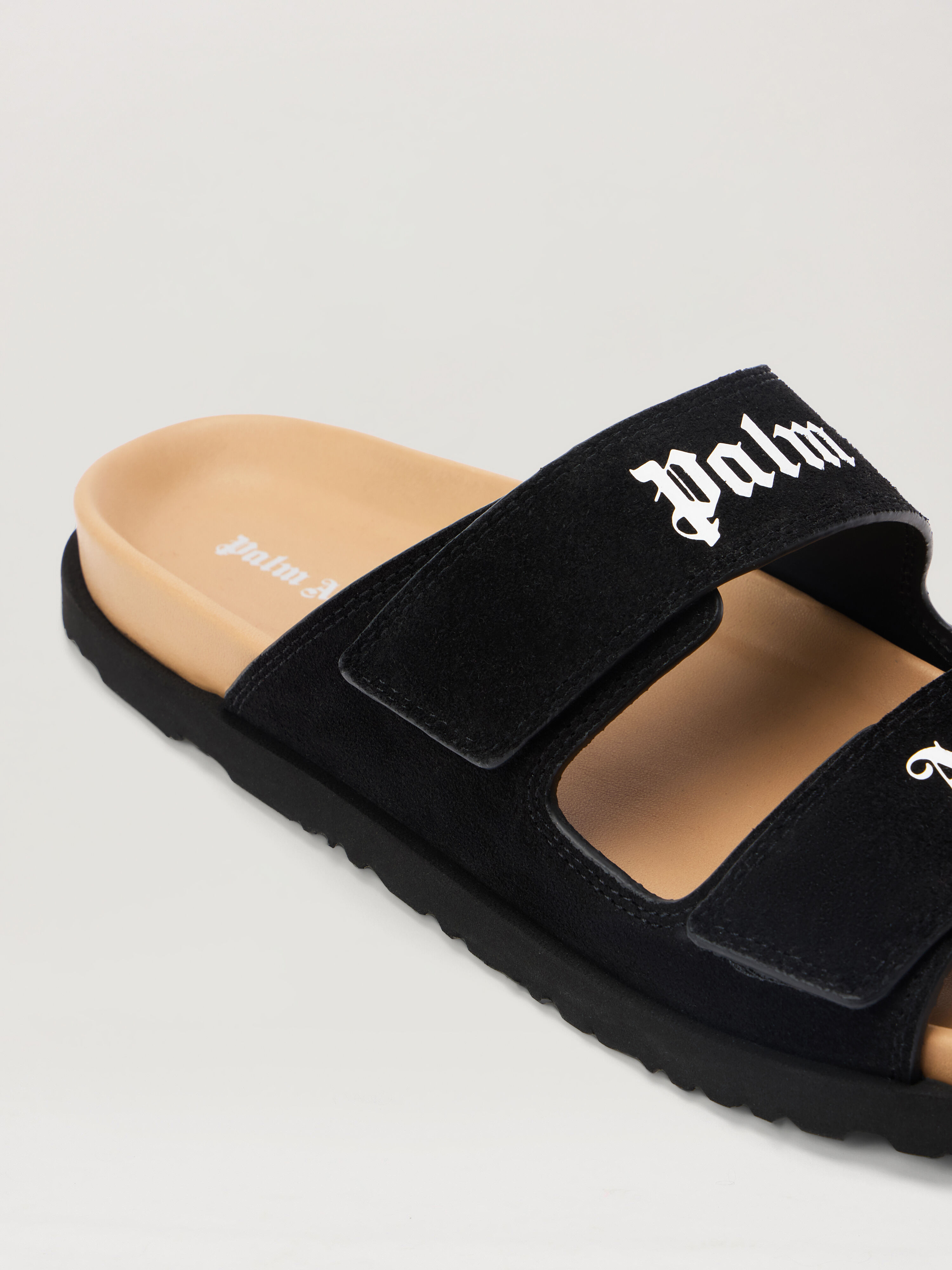 PALM ANGELS Logo Suede Sandals BLACK/CAMEL PMIH01AF25LEA001