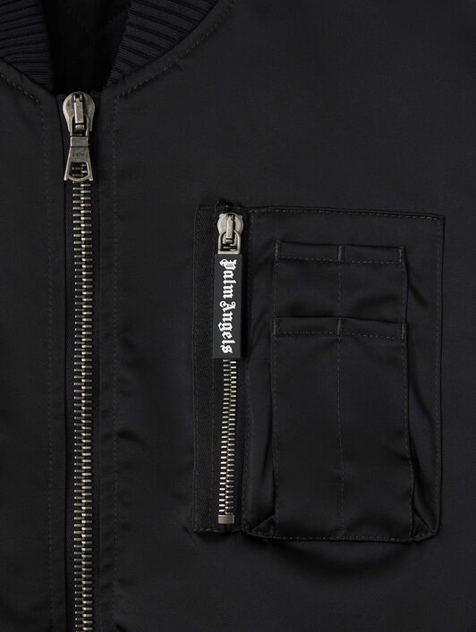 PALM ANGELS  Bomberjacke mit geschwungenem Logo BLACK - BLACK PMEH033S25FAB001