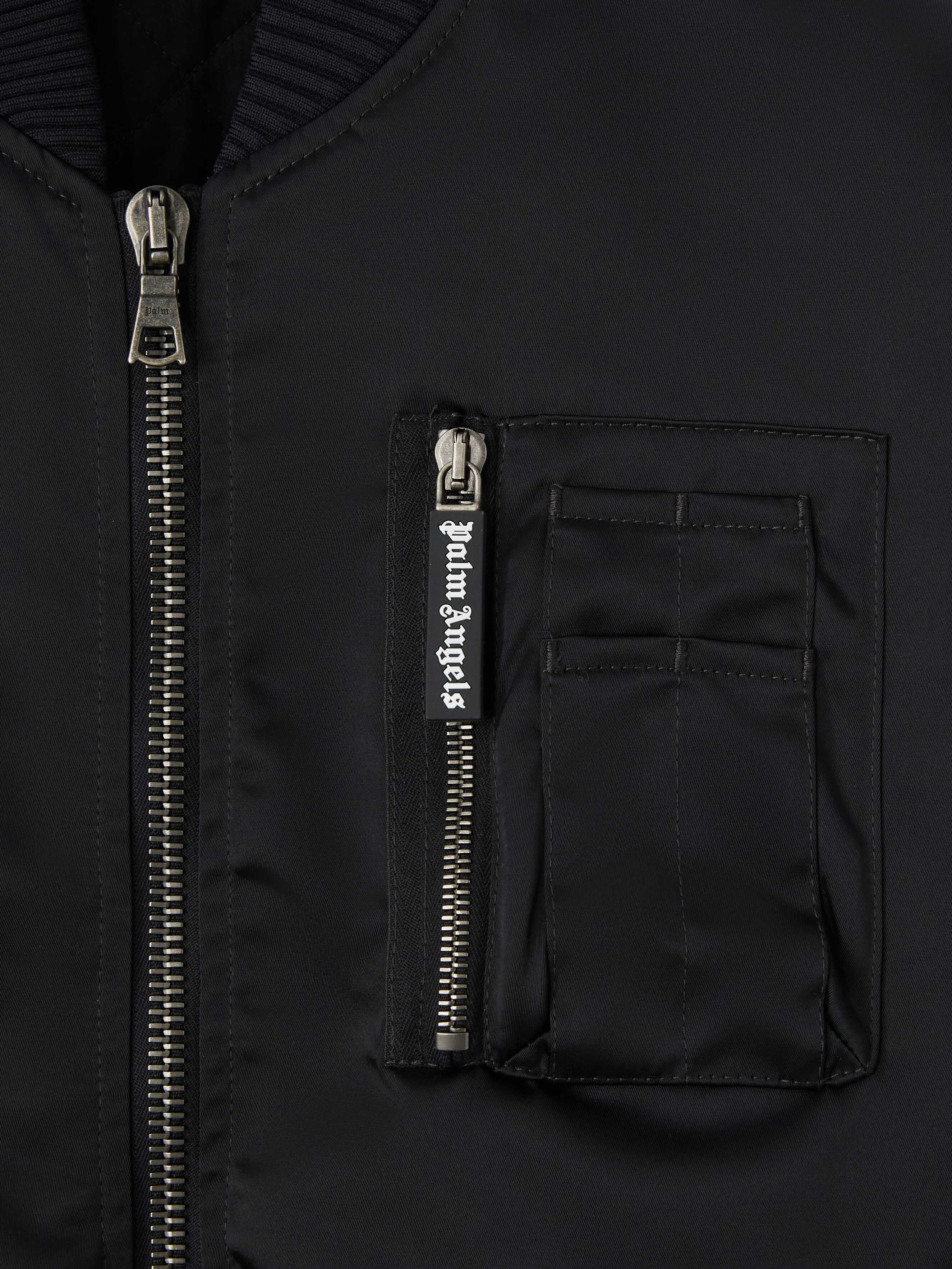 PALM ANGELS  Bomberjacke mit geschwungenem Logo BLACK - BLACK PMEH033S25FAB001