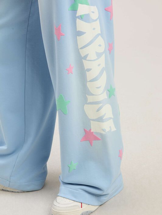 PALM ANGELS  Paradise Sweathose BABY BLUE - OFF WHITE PWCH025S25FLE001