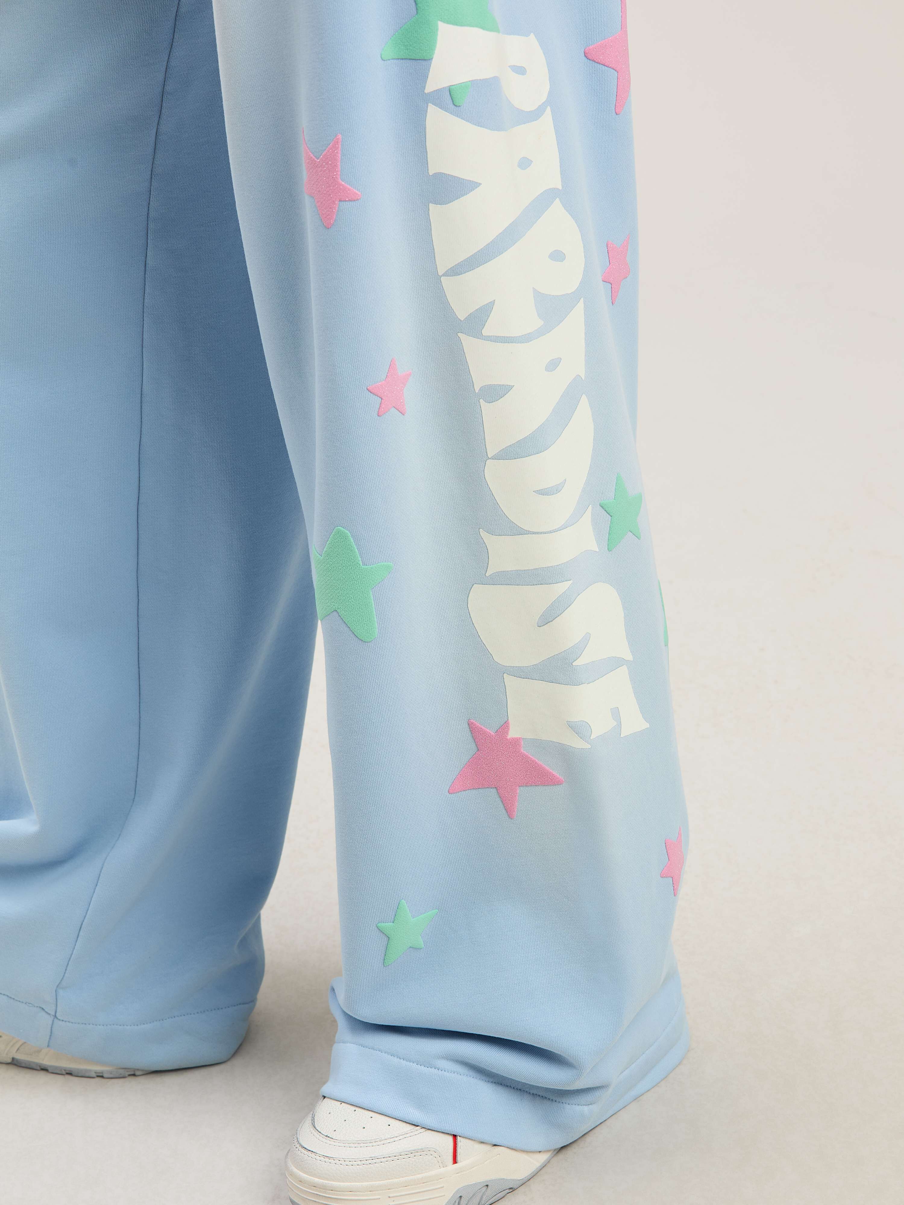 PALM ANGELS  Paradise Sweathose BABY BLUE - OFF WHITE PWCH025S25FLE001