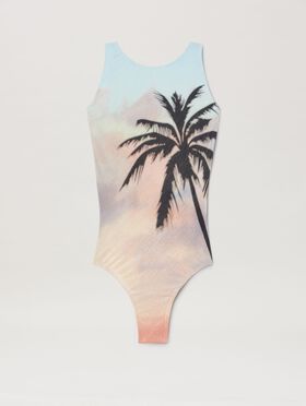 PALM ANGELS  Sunrise palm swimsuit BLACK - OFF WHITE PWCH025S25FLE002
