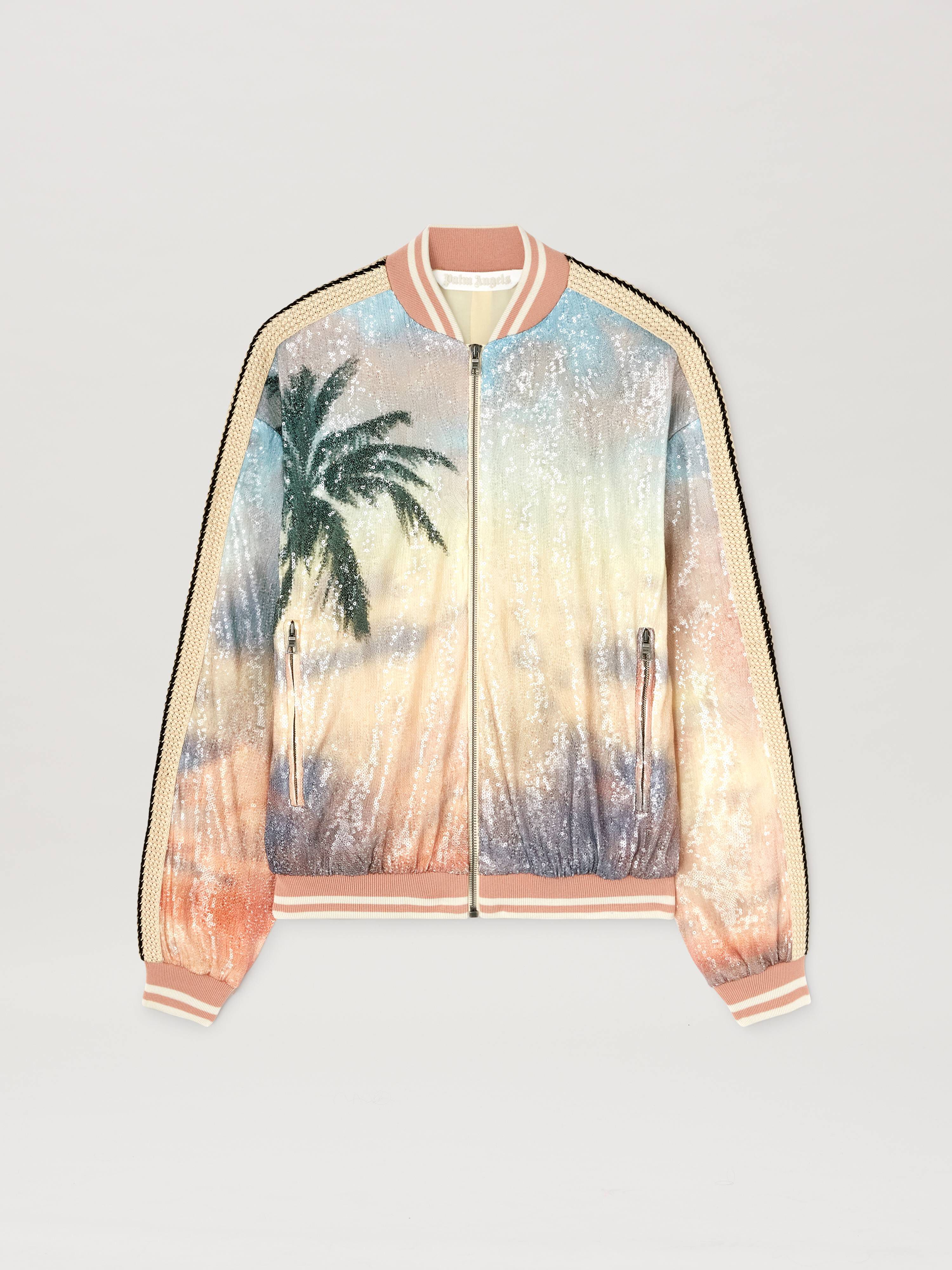 PALM ANGELS  Sunrise Palmen Pailletten Bomberjacke MULTICOLOR - BLACK PWEH024S25FAB001