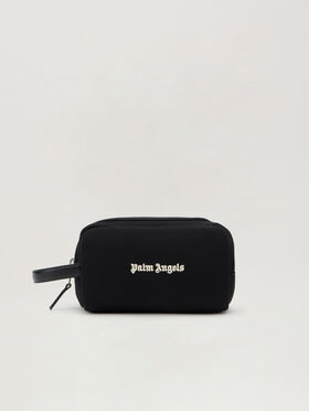 PALM ANGELS Classic Logo Pouch BLACK - OFF WHITE PMNS00AF25FLE001