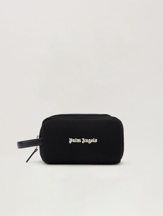 PALM ANGELS Classic Logo Pouch BLACK - OFF WHITE PMNS00AF25FLE001