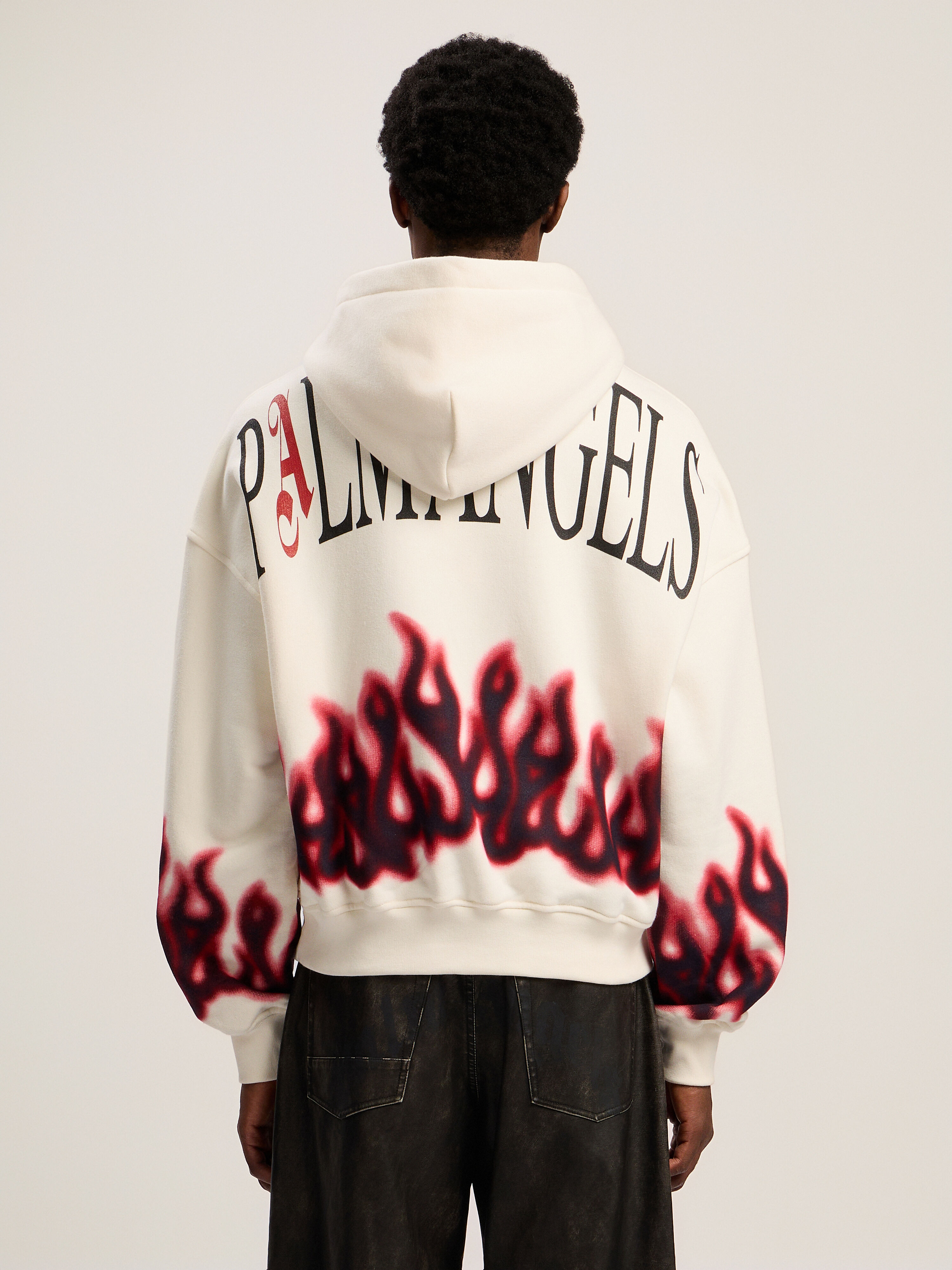 PALM ANGELS Flames Loose Hoodie OFF WHITE - MULTICOLOR PMBB17EF25FLE002
