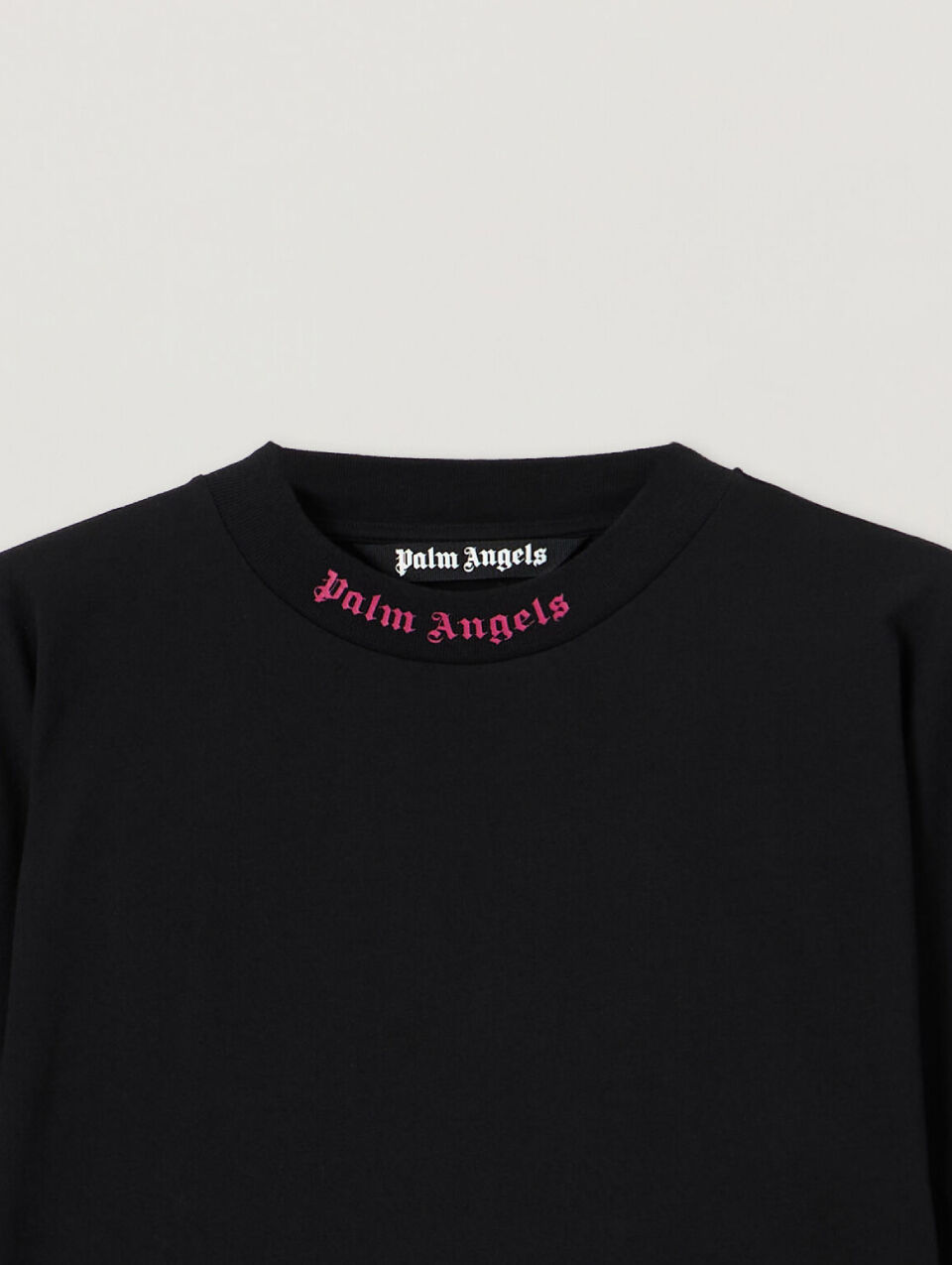 PALM ANGELS Doubled Logo Over Tee BLACK - FUCHSIA PMAA002C99JER009