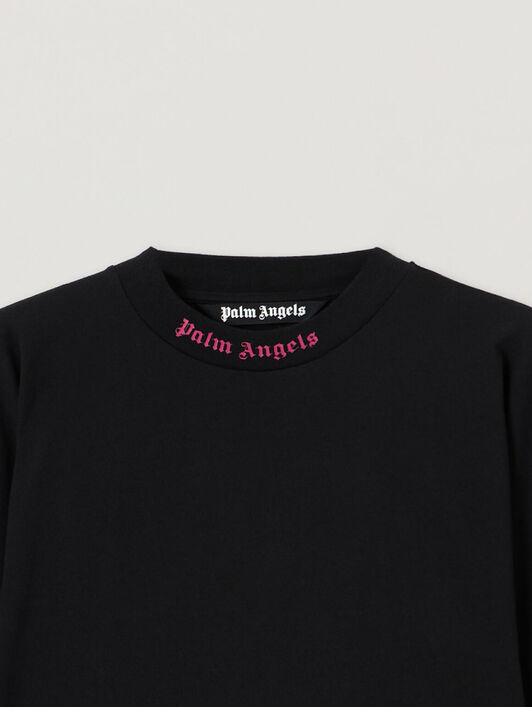 Doubled Logo Over Tee PALM ANGELS Doubled Logo Over Tee BLACK - FUCHSIA PMAA002C99JER009