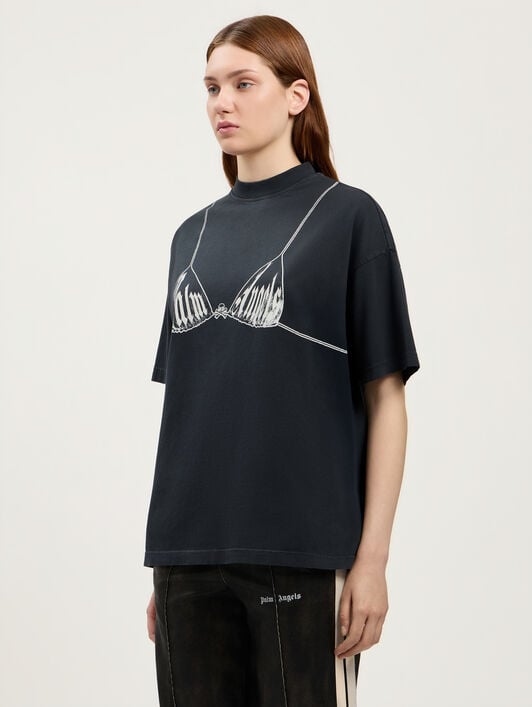 Bra Loose T-Shirt PALM ANGELS Bra Loose T-Shirt BLACK OFF WHITE PWAA07BS26JER003