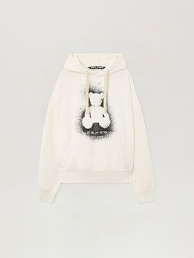 PALM ANGELS Spray Bear Loose Hoodie OFF WHITE - BLACK PMBB17EF25FLE005