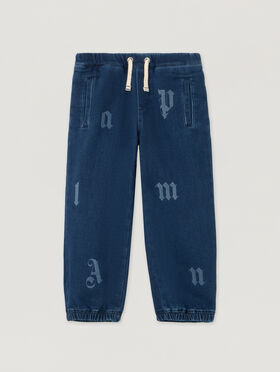 PALM ANGELS Pa Letters Washed Sweatpant MEDIUM BLUE - LIGHT BLUE PBCH008F25DEN001