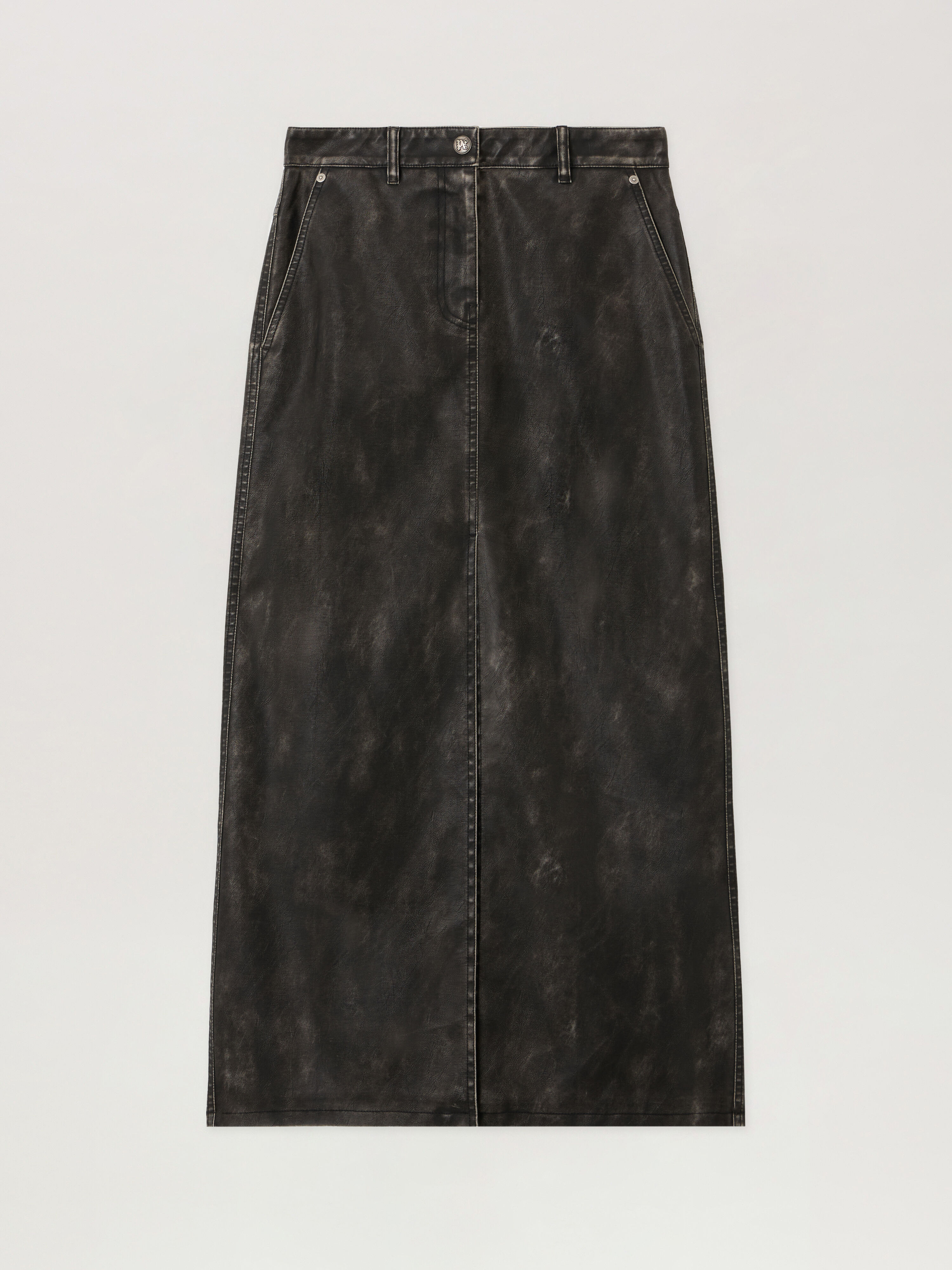 Curved Logo Coated Long Skirt PALM ANGELS Curved Logo Coated Long Skirt DARK GREY - BLACK PWJC014F25FAB001