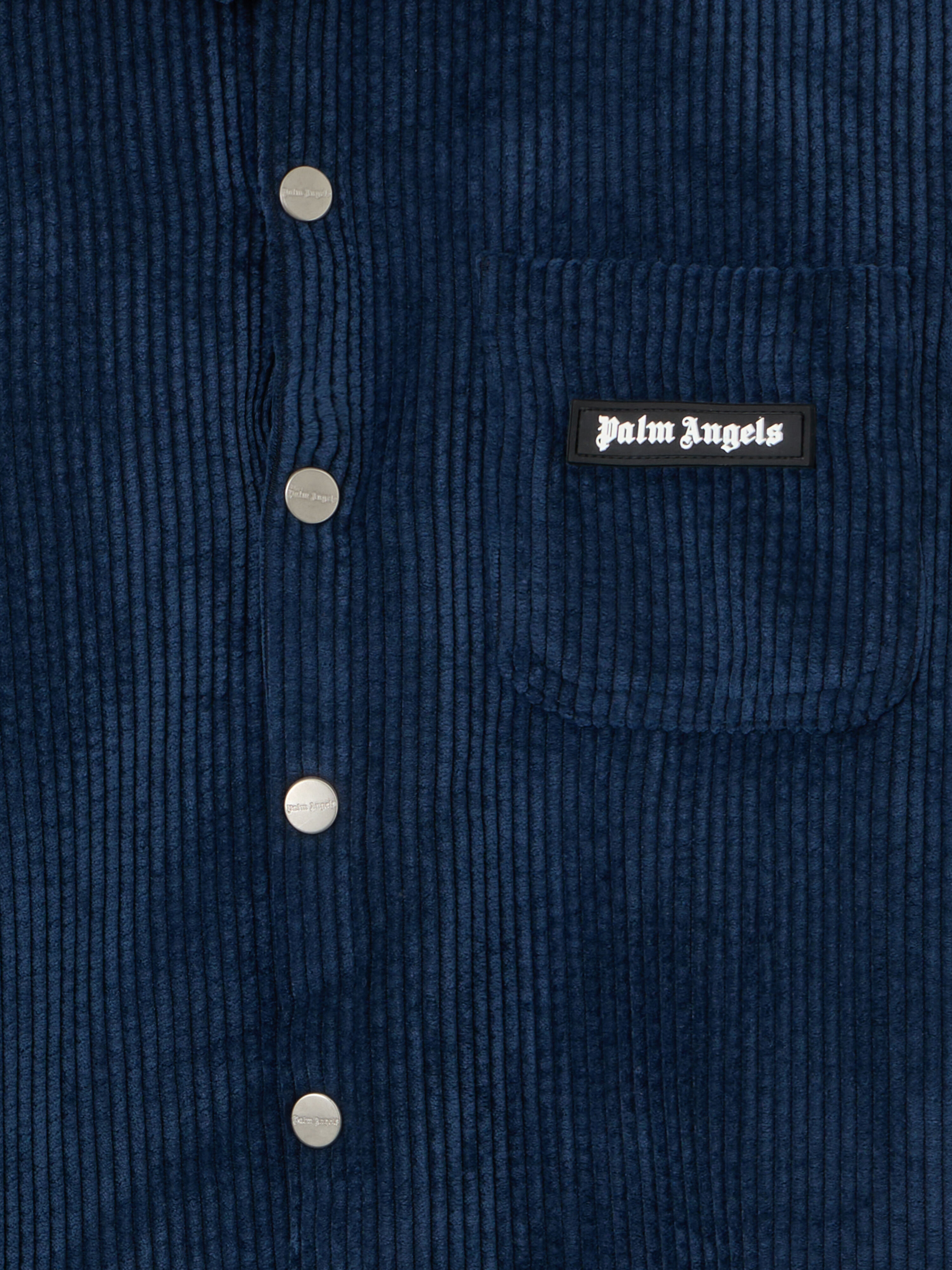 PALM ANGELS Classic Logo Corduroy O/S NAVY BLUE - OFF WHITE PBES007F25FAB001