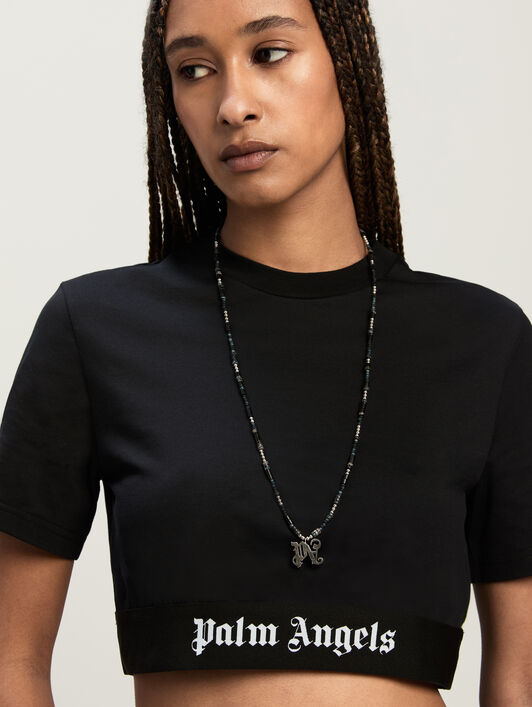 Classic Logo Tape Crop Tee PALM ANGELS Classic Logo Tape Crop Tee BLACK BLACK PWAA067C99JER001