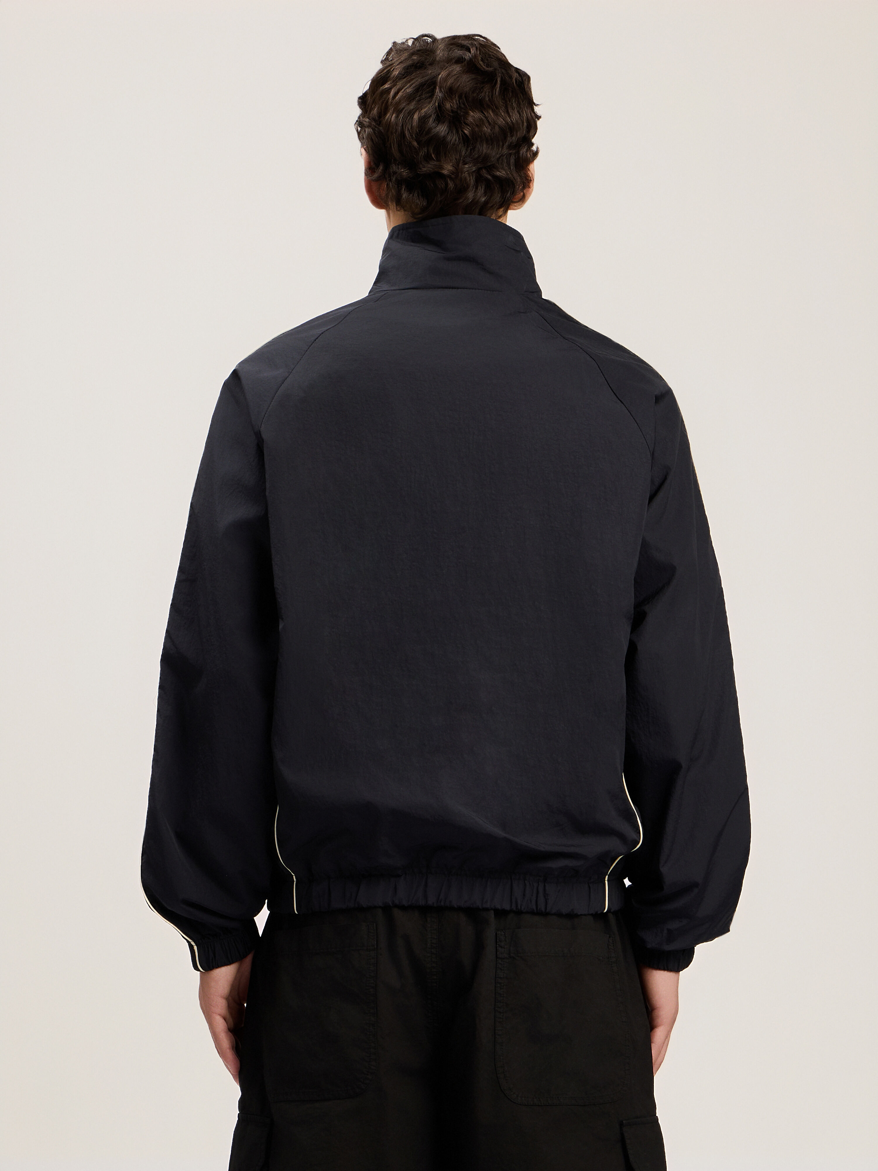 Curved Logo Vintage Track Windbreaker in BLACK OFF WHITE for Men