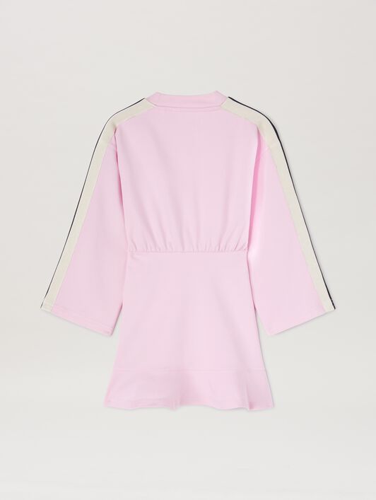 PALM ANGELS  Track crewneck dress ROSE PINK BLACK PGCM007S25FLE001