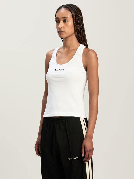Classic Logo Rib Tank PALM ANGELS Classic Logo Rib Tank WHITE BLACK PWAC020C99FAB001