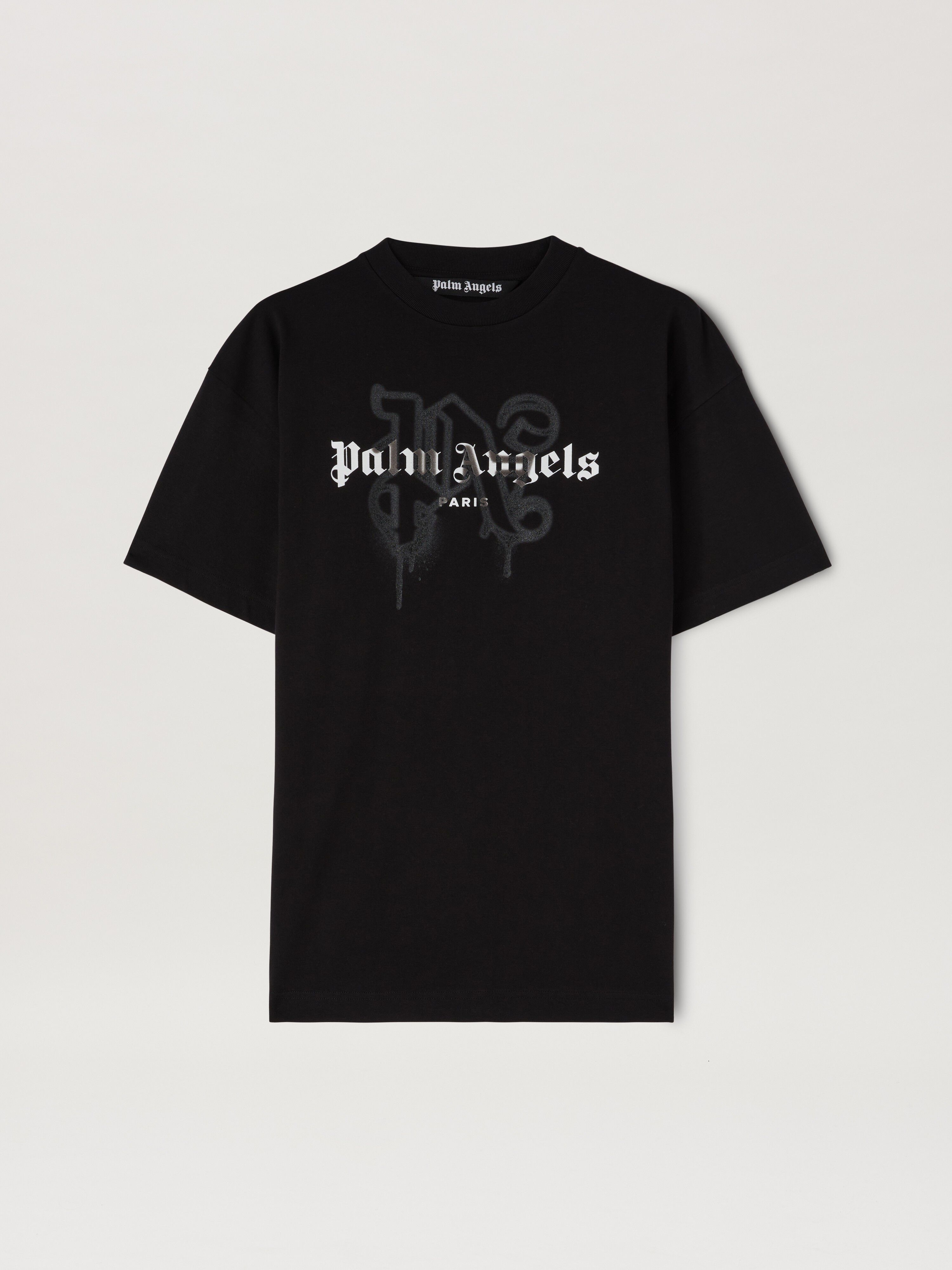PALM ANGELS Monogram Spray City T-Shirt Paris BLACK PMAA001C99JER027